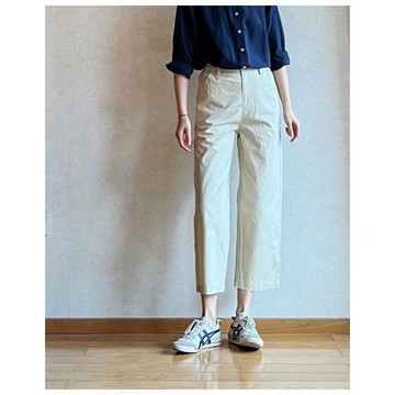 左手日記夏新米色直筒九分褲棉簡約日系舒適休閑褲舒適透氣薄