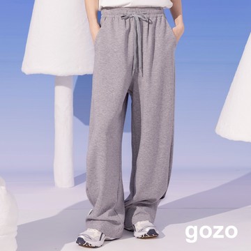 【gozo】立體打褶造型鬆緊寬褲(灰色/黑色/米白_M/L) | 女裝 顯瘦 休閒