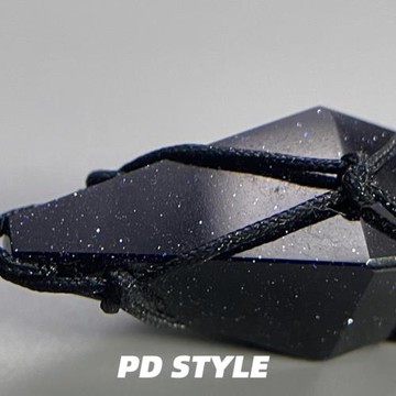 PDSTYLE 「夜星空」黑曜藍砂石菱形項鏈男女生高級感編制掛繩禮物