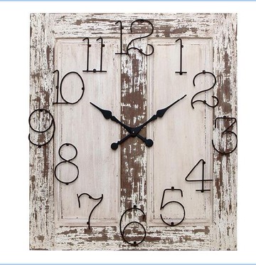 復古做舊木質門板大掛鐘 店鋪裝飾 經典懷舊 1入