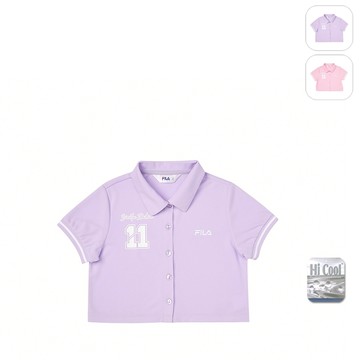 【FILA】KIDS 女童款 吸濕排汗 短袖圓領上衣-紫色 5TEY-4709-PL