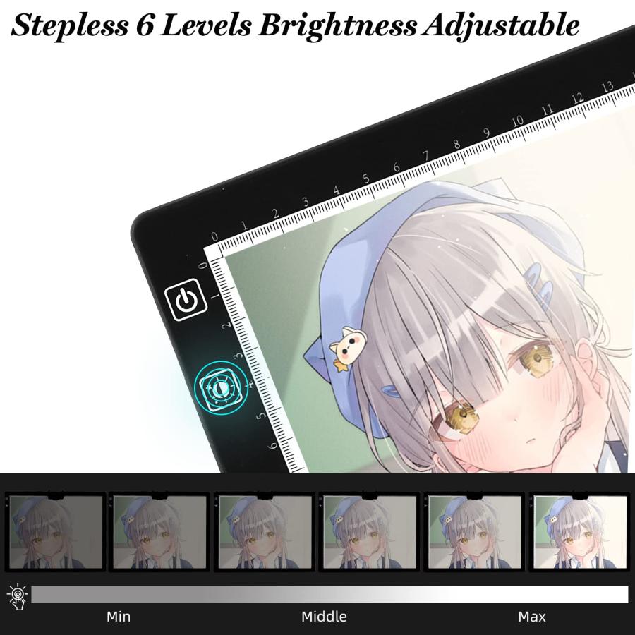 A3 Tracing Light Box, iVAOOZE A3 LED Light Pad with Colors Mode Stepless Dimmable and Levels of Brightness Light Copy Pad, Wireless Rechargeable L