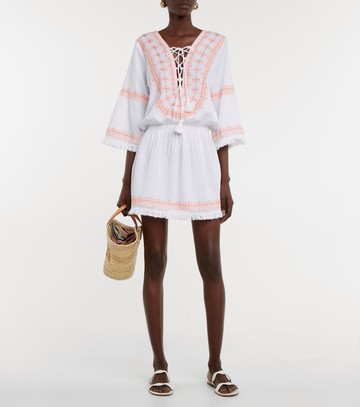 Melissa Odabash Martina cotton and linen embroidered minidress