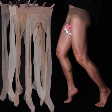 絲滑油亮閃光1D超薄全透明性感珠光連褲襪可入體360無縫黑絲襪女