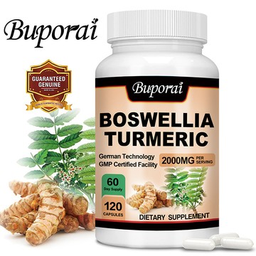 Buporai 薑黃補充劑，含**萃取膠囊 - 2000 毫克混合物 ，美國原裝進口，非基因改造，60/120粒