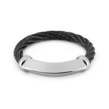 CHARRIOL 夏利豪 Better half 矩形棱鏡鋼索戒指(02-301-1273-0)