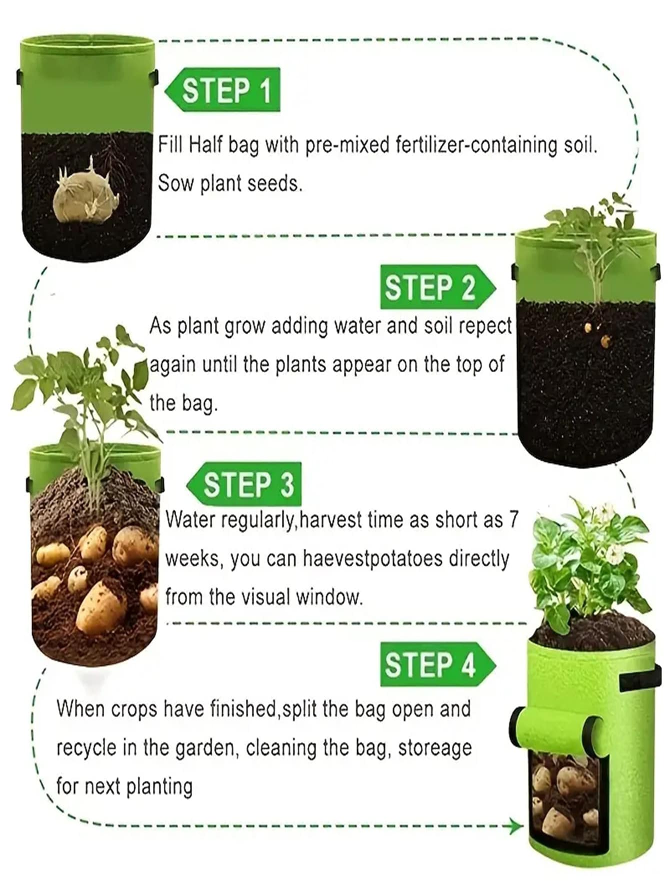 1個 植物成長バッグ家庭菜園ジャガイモポット温室野菜栽培バッグ保湿ジャルダン垂直ガーデンバッグツール