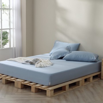 極簡美學-60支300織紗100%純淨天絲三件式枕套床包組(澄玥藍)