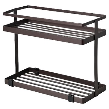 Homely Zakka日式簡約鐵藝多功能雙層置物架 28 x 12 x 21cm 咖啡色 廚房浴室收納  1個