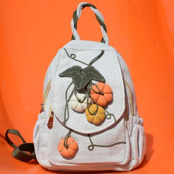 Sp house 可愛立體南瓜布面女款兩用後背包(米白色)