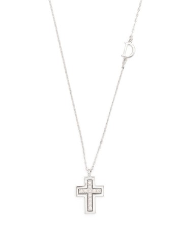 Damiani - 18kt white gold diamond cross pendant necklace - women - 18kt White Gold/White Diamond - One Size - Silver