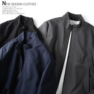 【東吉U家】春季新款男士純色百搭防風防水戶外休閑立領夾克外套