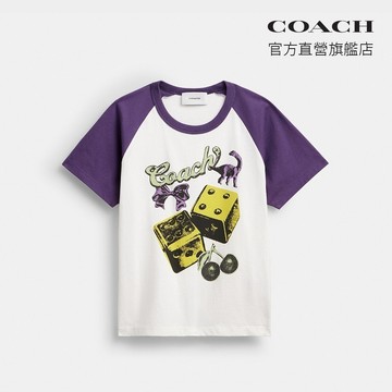 【COACH】掛件裝飾插肩袖棉質T恤-復古象牙白色 混合色(CDT40)｜官方直營