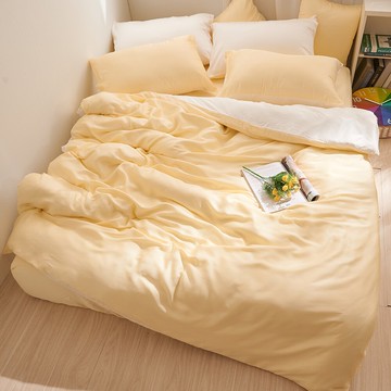 戀家小舖 100%天絲 床包被套組 / 雙人加大【杏仁黃】60支天絲 含兩件枕套 永恆系列 台灣製