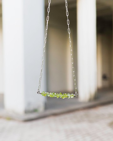 原礦橄欖石項鍊，925純銀，幸運寶石珠寶，雙魚座水晶禮物