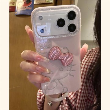 超仙閃鉆蝴蝶結貓咪適用蘋果17promax手機殼iphone17新款16女款15Pro防摔保護套14個性16pro超好看13Ins潮