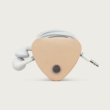 耳機收線器/皮革收納套 -- 原皮色