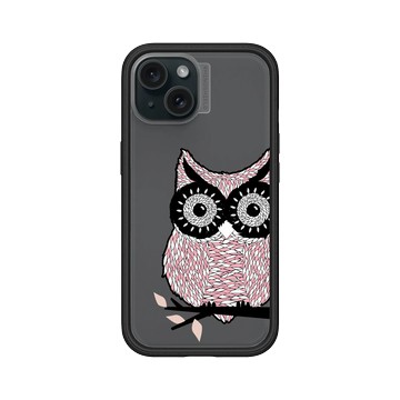 iPhone 15 Mod NX 黑 - 花生騷 WasangShow - 貓頭鷹(紅)