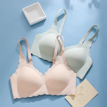 新款無縫固定罩杯女薄款可調節聚攏內衣無鋼圈背心式加大碼運動睡眠文胸