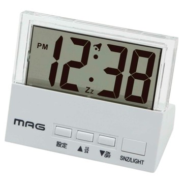 MAG 透明液晶電子鬧鐘  透明色 + 白色
