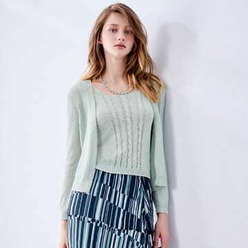 方圓領麻花針織背心