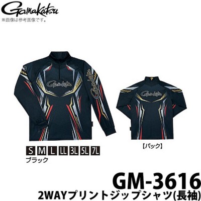 【取り寄せ商品】 がまかつ 2WAYプリントジップシャツ(長袖) GM-3616 (カラー：ブラック) (c)