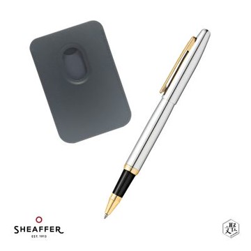 【SHEAFFER】VFM系列亮鉻金鋼珠筆+手機磁性卡夾禮盒 免費刻字(原廠正貨)