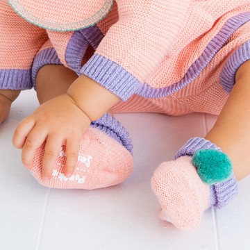 YG-1七彩糖果襪寶寶襪子適配尺碼9cm到11cm綠/紫色/檸檬色/酒紫日本製造