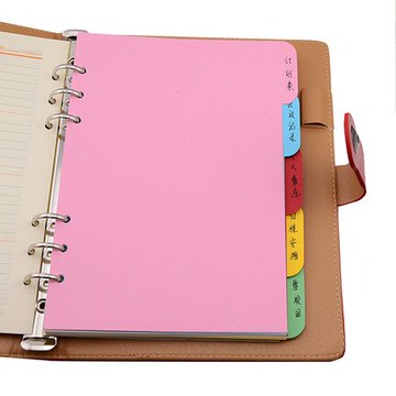 申士A5彩色分頁紙超厚特種紙質分類管理工作索引紙活頁紙5色一包