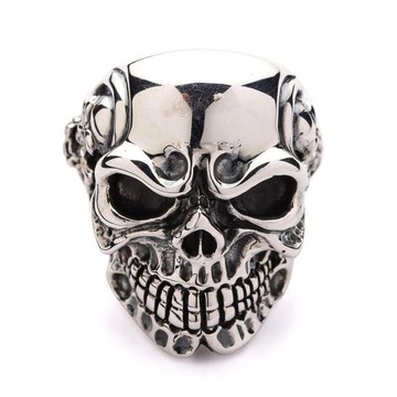 骷髏頭戒指 – 925 純銀手工重機騎士風格宣言