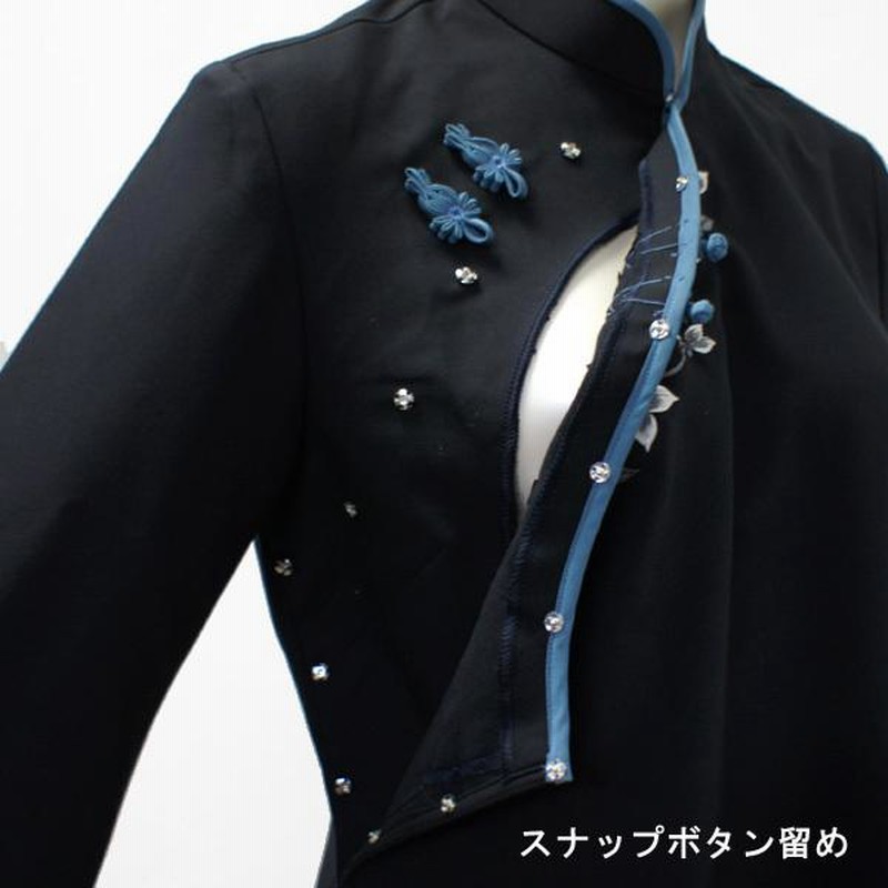 花刺繍七分袖チャイナ服 ／ チャイナブラウス アオザイ風