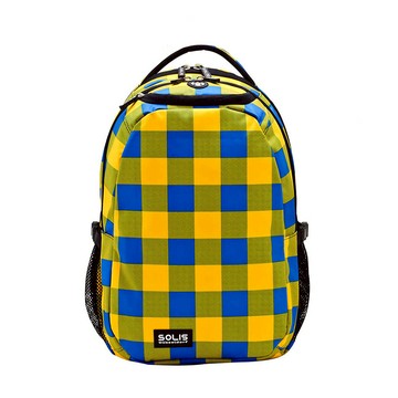 方塊幻想系列 經典款小尺寸後背包-黃藍-設有13吋筆電夾層