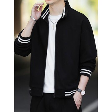 潮牌立領衛衣男新款潮流休閑男式外套春秋款帥氣上衣中年夾克男裝