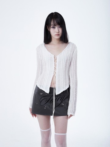 Fairy Stud Midi A-line Skirt [GRAY]