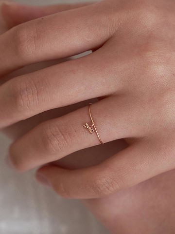 14K Mini Ribbon Pendant Ring