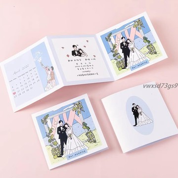 【繁體字/英文】客製化 喜帖 邀請函 定製手繪請柬喜帖 婚禮小清新 結婚請帖 創意三折頁 卡通小眾邀請函訂製