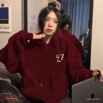 【台灣出貨】美式連帽衛衣女 卡通印花長袖女 刷毛上衣 連帽長袖上衣女 中長款 寬鬆上衣女 顯瘦遮肉 內搭 帽t 大學t