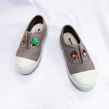 福利品 繡花章企鵝鞋 小紅帽與大野狼 - 暖灰色童鞋