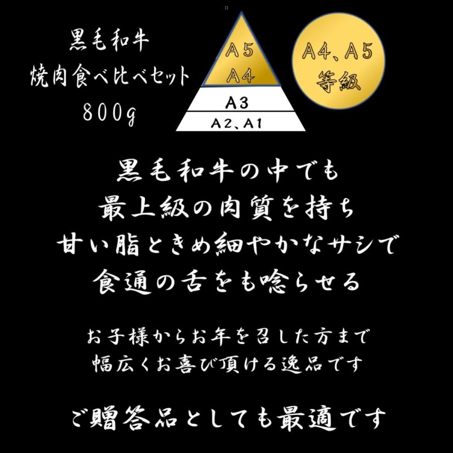 黒毛和牛 和牛 牛肉 肉 A4 A5 ランク 霜降り 焼肉 4点お任せ セット 800g 母の日 プレゼント ギフト 孫 写真 誕生日 御中元 焼き肉 BBQ 高級 6〜8人前