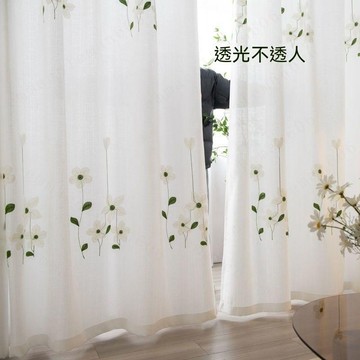 田園清新客廳紗簾 透光不透人 繡花白色隔斷陽臺臥室飄窗簾防曬加厚