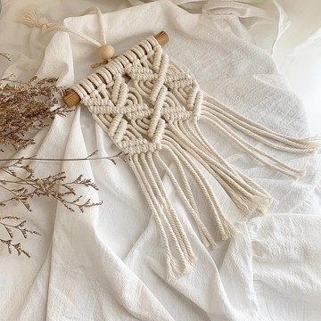 Macrame 編織 交叉 對稱 珠珠 小型 吊飾 掛飾
