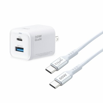 B96 30W 氮化鎵PD+QC + 60W C to C 鋁製快充傳輸線組