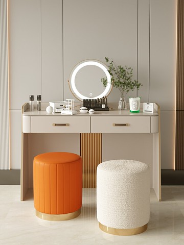 輕奢梳妝凳臥室化妝凳北歐網紅美甲凳客廳圓矮凳梳妝台凳子化妝椅 幸福驛站