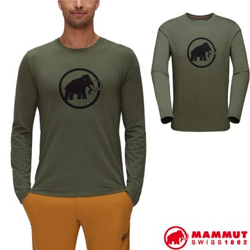 【瑞士 MAMMUT 長毛象】男款 Classic 輕量有機 棉圓領長袖休閒衫/1016-00871-4584 綠鬣蜥