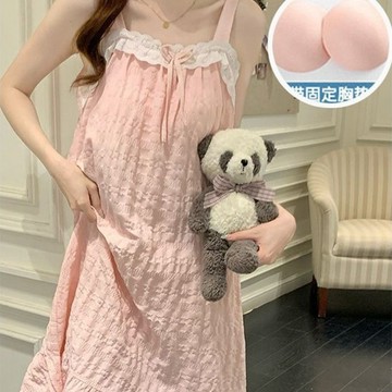 睡衣 帶胸墊 甜美公主風吊帶睡裙 寬鬆睡衣 卡通睡衣 休閒睡衣 學生睡裙 性感睡衣 可外穿 家居服 睡衣套裝
