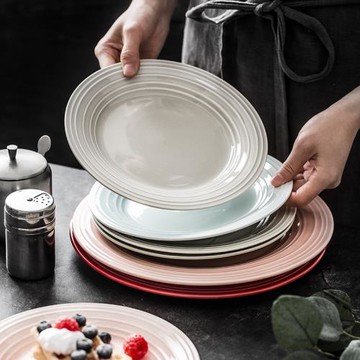 北歐亮面西餐盤簡約法餐牛排盤子小清新甜品盤餐廳擺盤極有家餐具