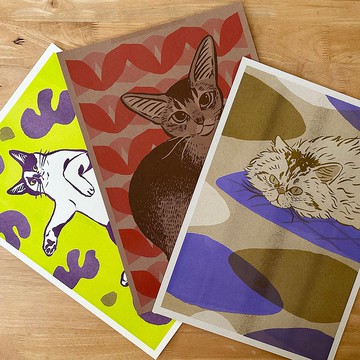 大家的最可愛的貓 孔版印刷 A3海報 B