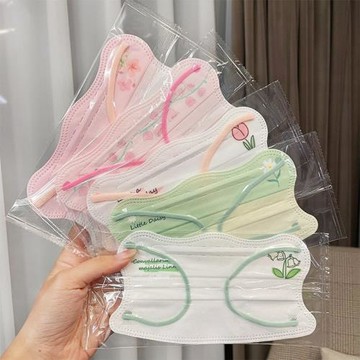 清新素白小雛菊蝶形款口罩淡雅郁金香V型顯臉小女高顏值防曬口罩