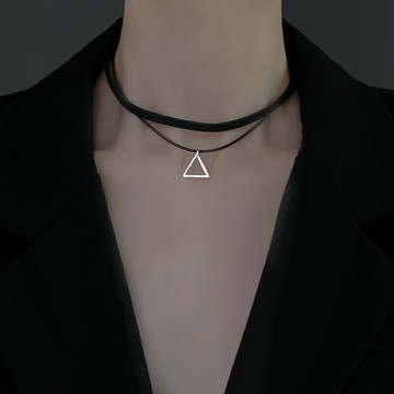 925純銀三角形choker項圈2021年新款項鏈女冷淡風鎖骨鏈ins潮頸鏈