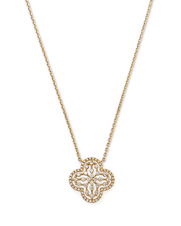 Bloomingdale's Fine Collection Diamond Clover Pendant Necklace in 14K Yellow Gold, 0.68 ct. t. w.